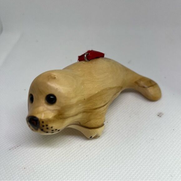 Baby Seal Pups Hand Carved Wood Christmas‎ Ornaments by Ray Thurston - Picture 2 of 9